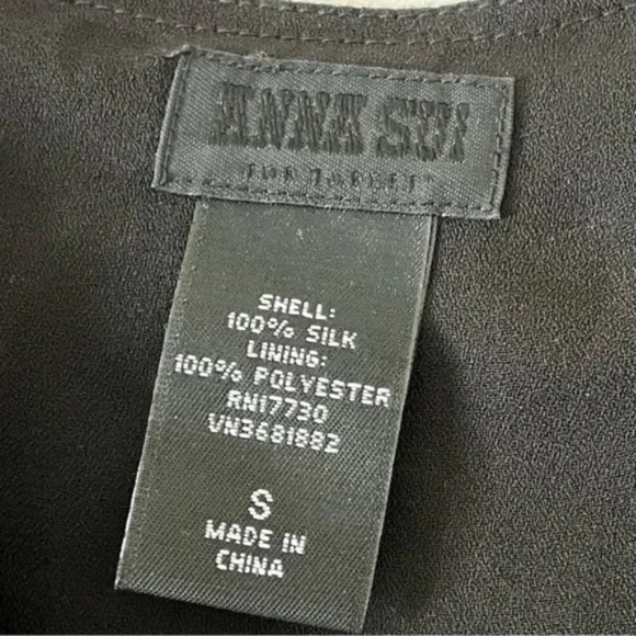 Anna Sui For Target | Black Silk Sleeveless Belted Wrap Mini Dress, Small - Picture 6 of 6